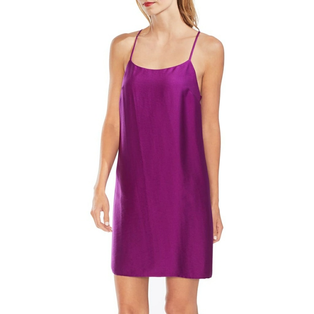 Vince Camuto Rumpled Satin Slipdress, 8, Magenta